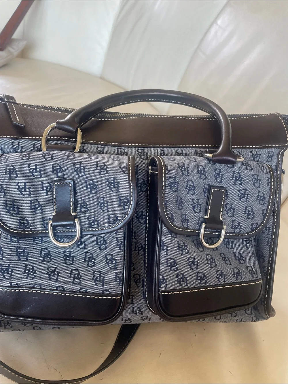 Dooney & Bourke Satchel Bag in Blue and Brown